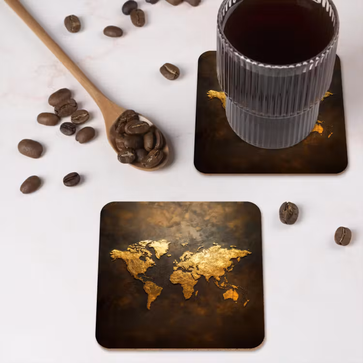 Onderzetter - Wereldkaart - Goud - Roest — 4