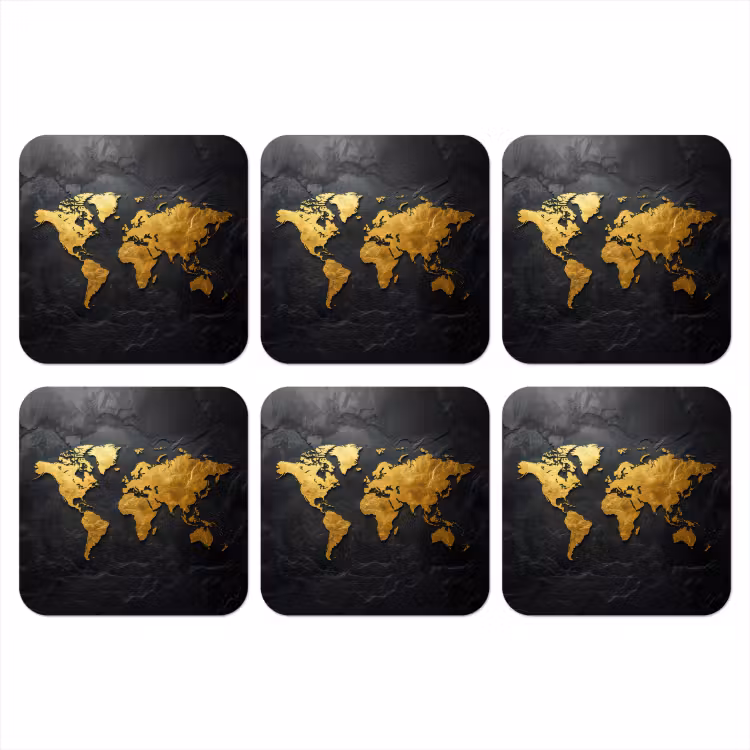 Onderzetter - Wereldkaart - Goud - Steen — 1