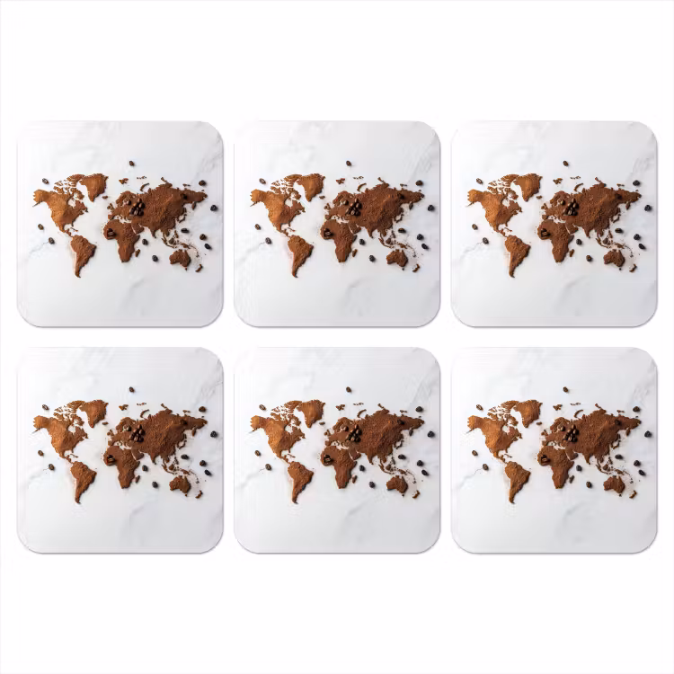 Onderzetter - Wereldkaart - Koffie - Marmer — 1