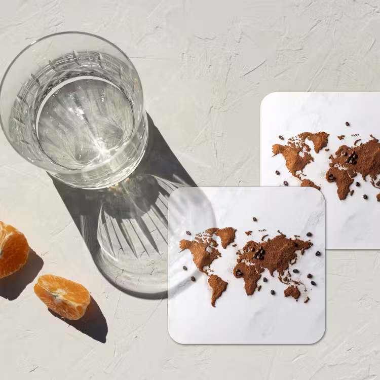 Onderzetter - Wereldkaart - Koffie - Marmer — 3
