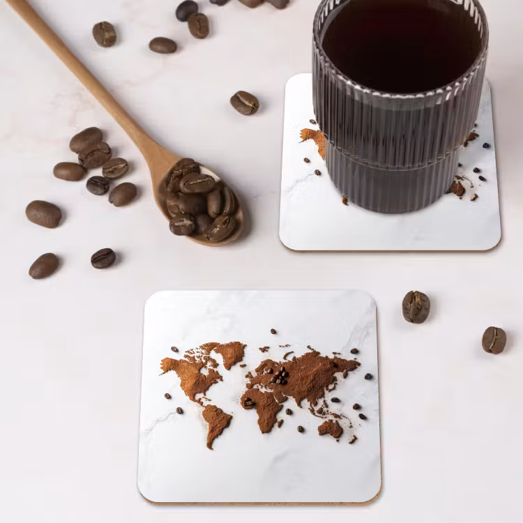 Onderzetter - Wereldkaart - Koffie - Marmer — 4