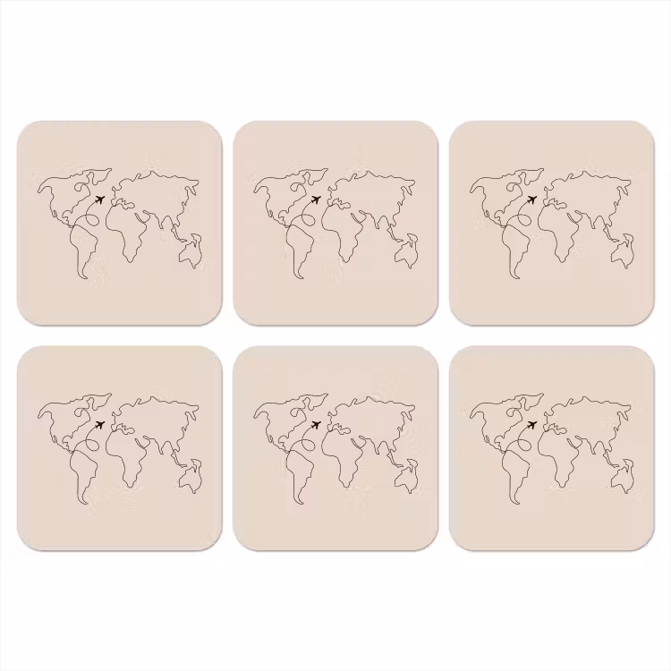 Onderzetter​ - Wereldkaart - Simpel - Vliegtuig — 1