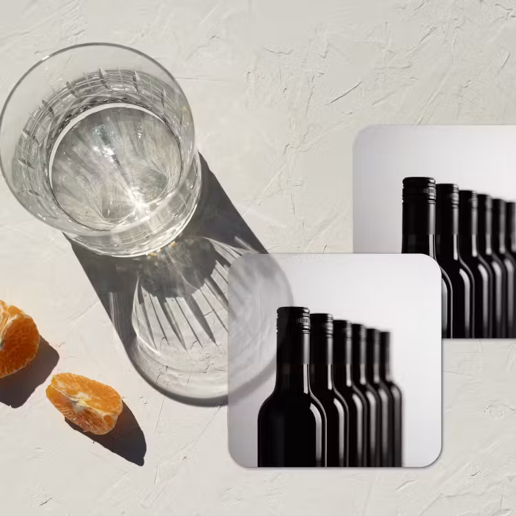 Onderzetter - Wijnflessen - Zwart - Minimalistisch — 3