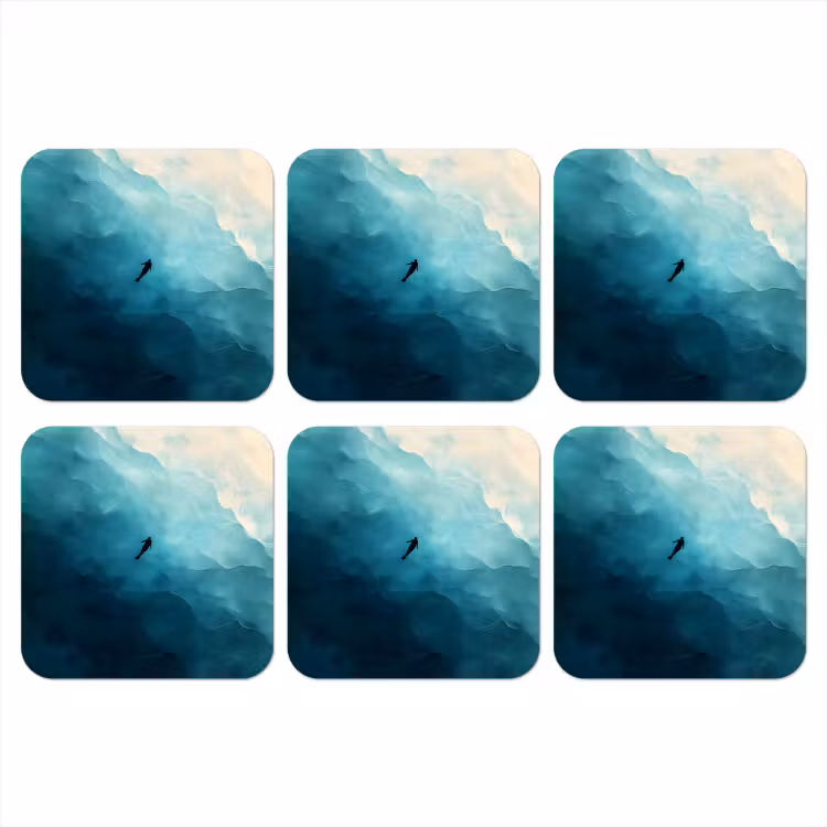 Onderzetter - Zee - Silhouet - Abstract - Blauw — 1