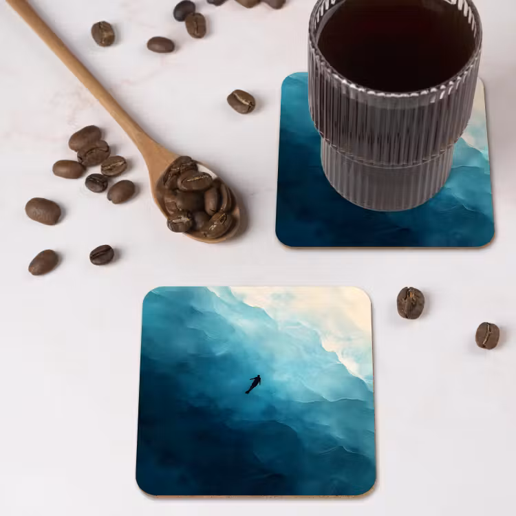 Onderzetter - Zee - Silhouet - Abstract - Blauw — 4