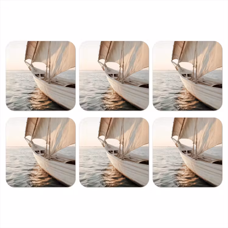 Onderzetter​ - Zeilboot - Zee - Beige - Zon — 1