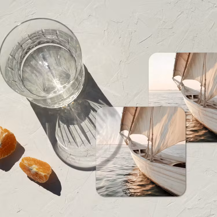 Onderzetter​ - Zeilboot - Zee - Beige - Zon — 3