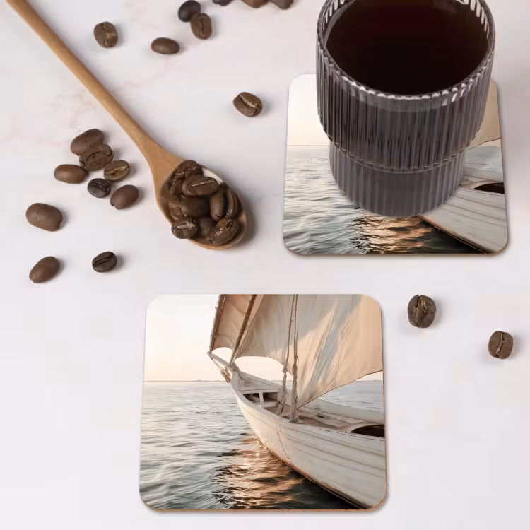 Onderzetter​ - Zeilboot - Zee - Beige - Zon — 4