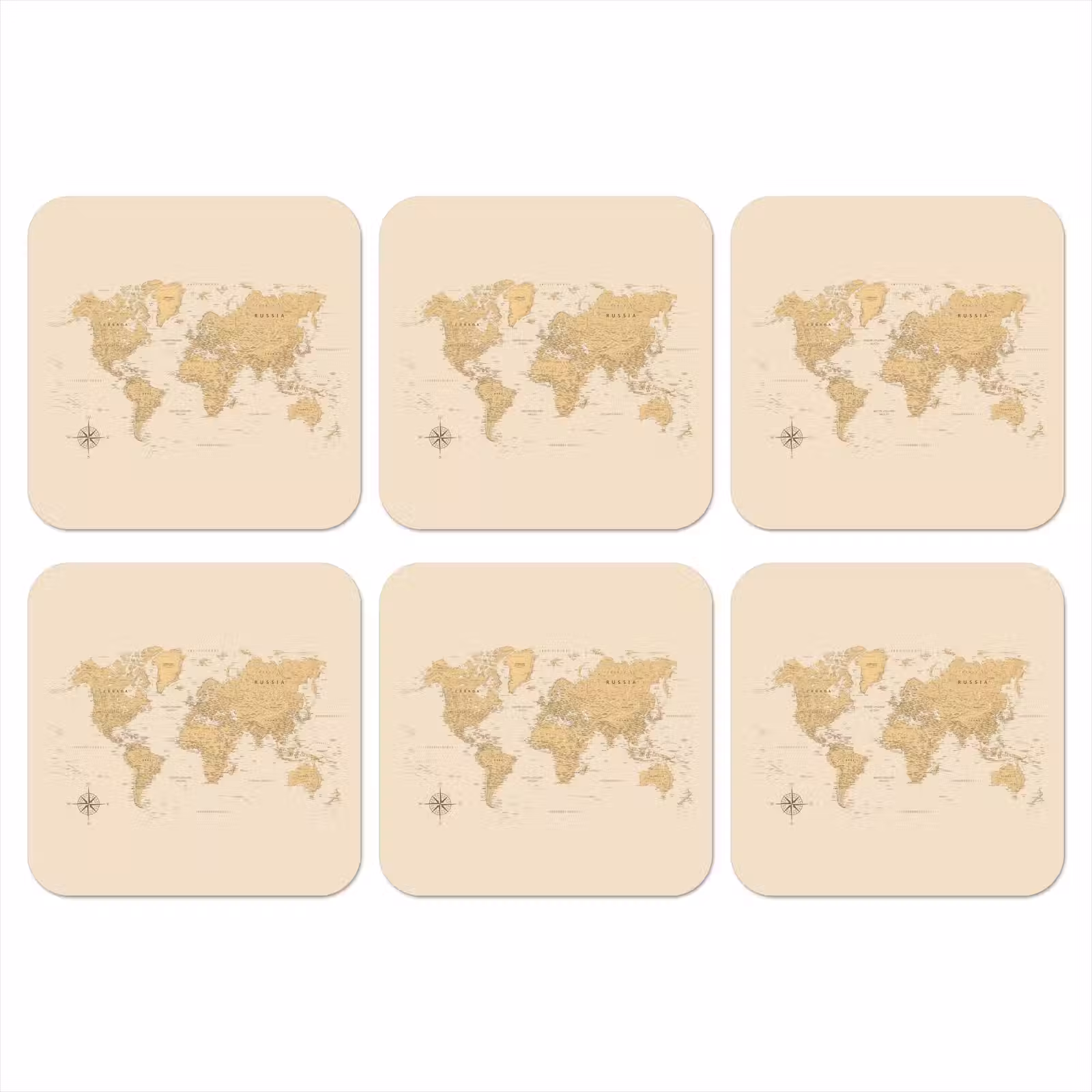 Onderzetter - Wereldkaart - Realistisch - Beige — 1