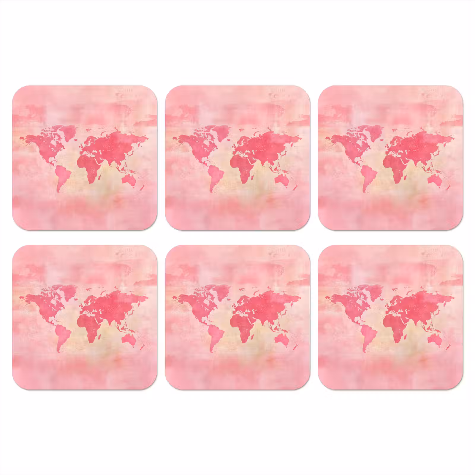 Onderzetter - Wereldkaart - Roze - Vaag — 1