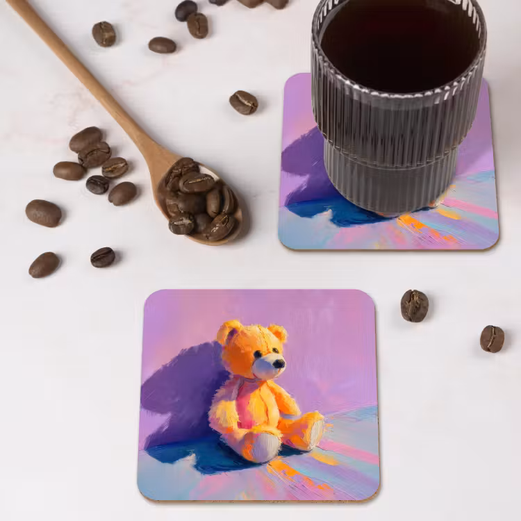 Onderzetter - Teddybeer - Schaduw - Penseelstreken - Paars — 4