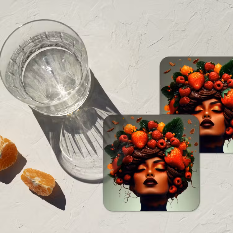 Onderzetter - Vrouw - Chocolade - Frambozen - Aardbeien - Koekjes — 3