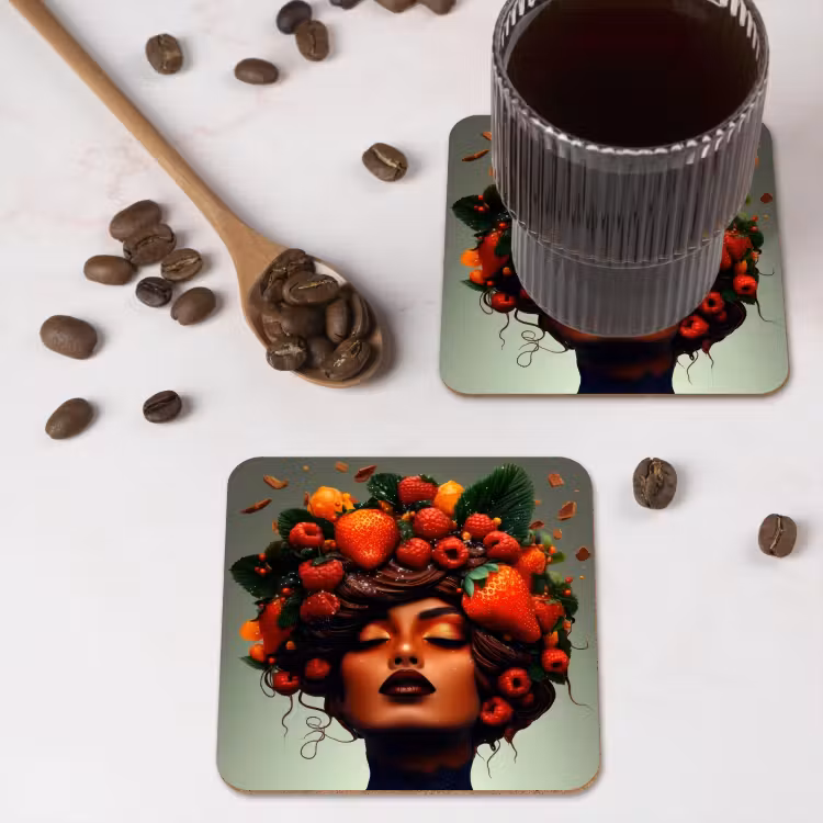 Onderzetter - Vrouw - Chocolade - Frambozen - Aardbeien - Koekjes — 4