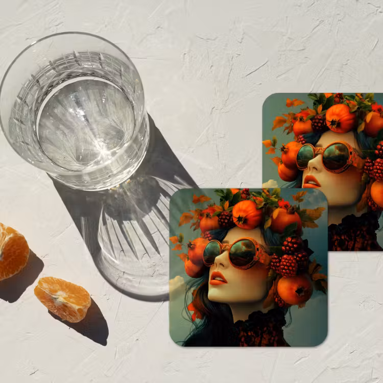 Onderzetter - Vrouw - Granaatappel - Herfst - Zonnebril — 3