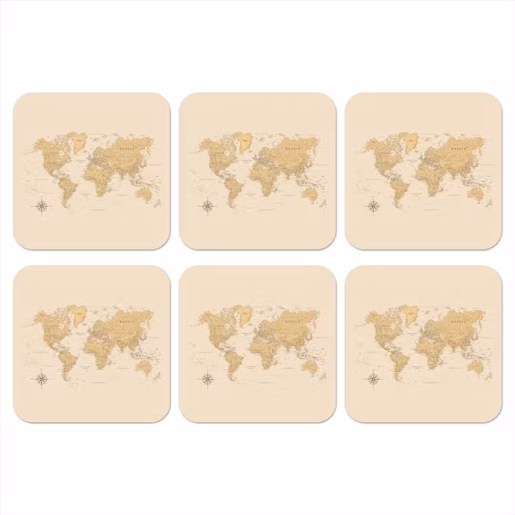 Onderzetter - Wereldkaart - Realistisch - Beige — 1