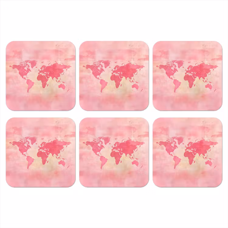 Onderzetter - Wereldkaart - Roze - Vaag — 1