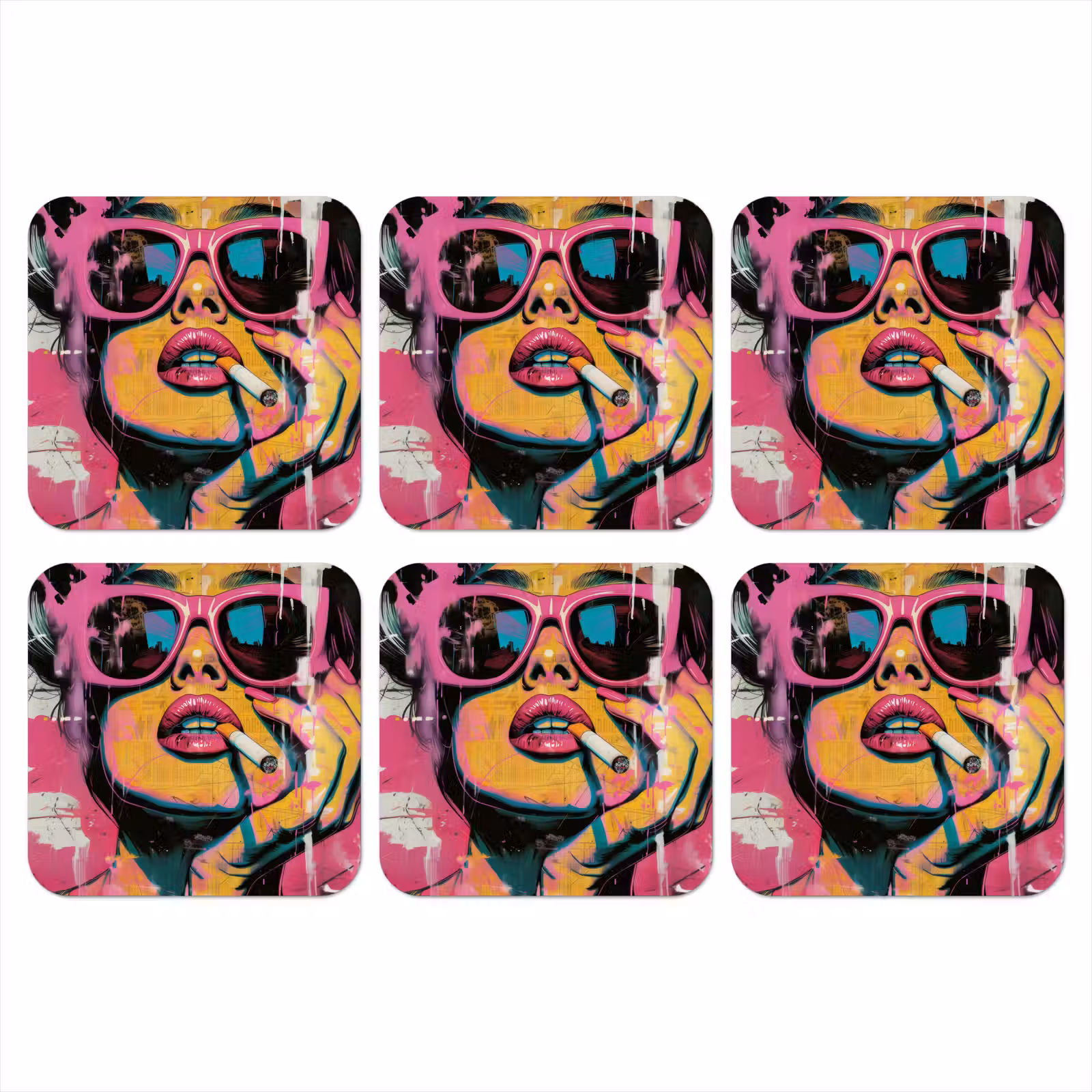 Onderzetter - Portret - Vrouw - Abstract - Zonnebril — 1