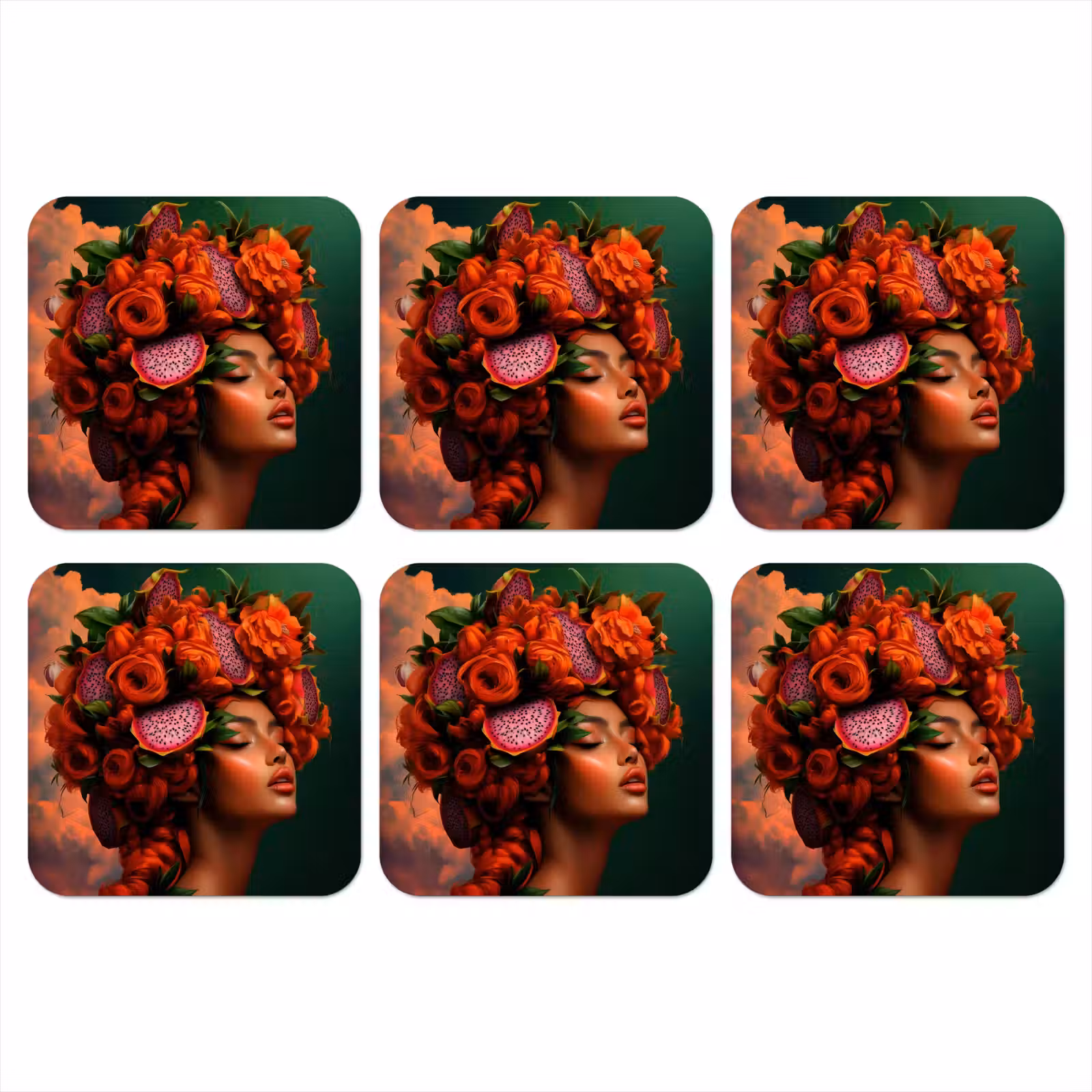 Onderzetter - Vrouw - Drankenfruit - Rozen — 1