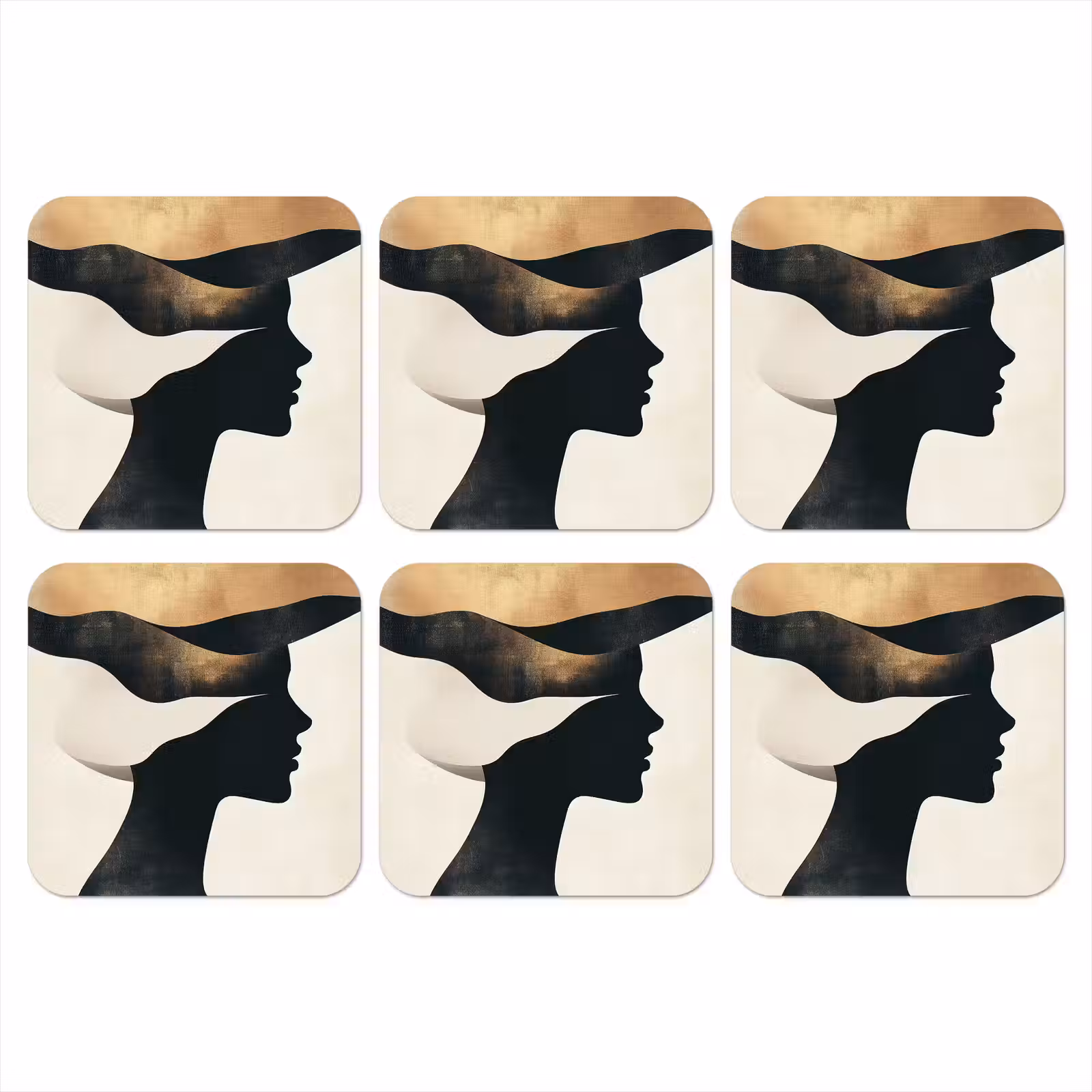 Onderzetter - Vrouw - Golven - Zwart — 1
