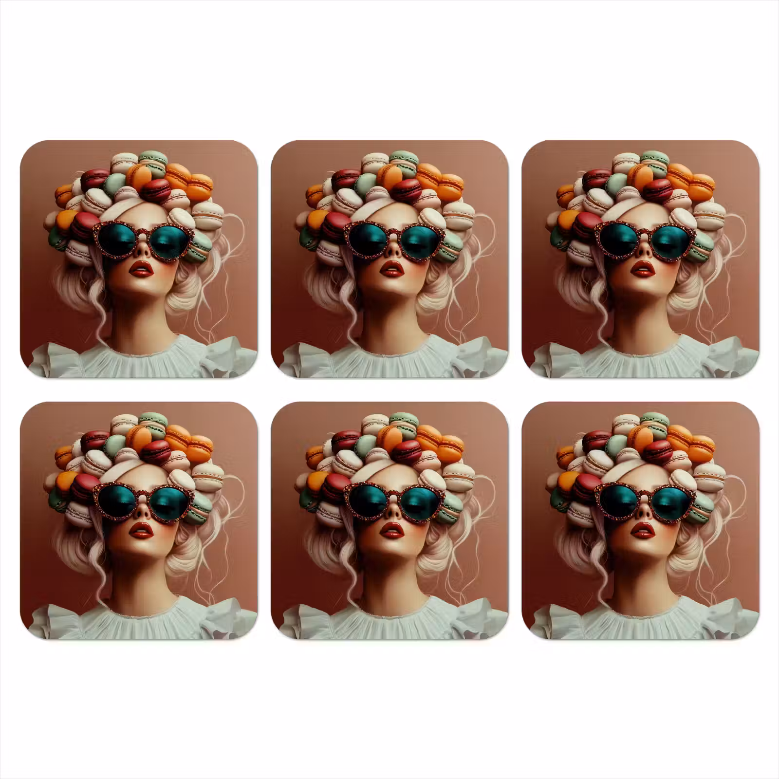 Onderzetter - Vrouw - Macarons - Bril — 1