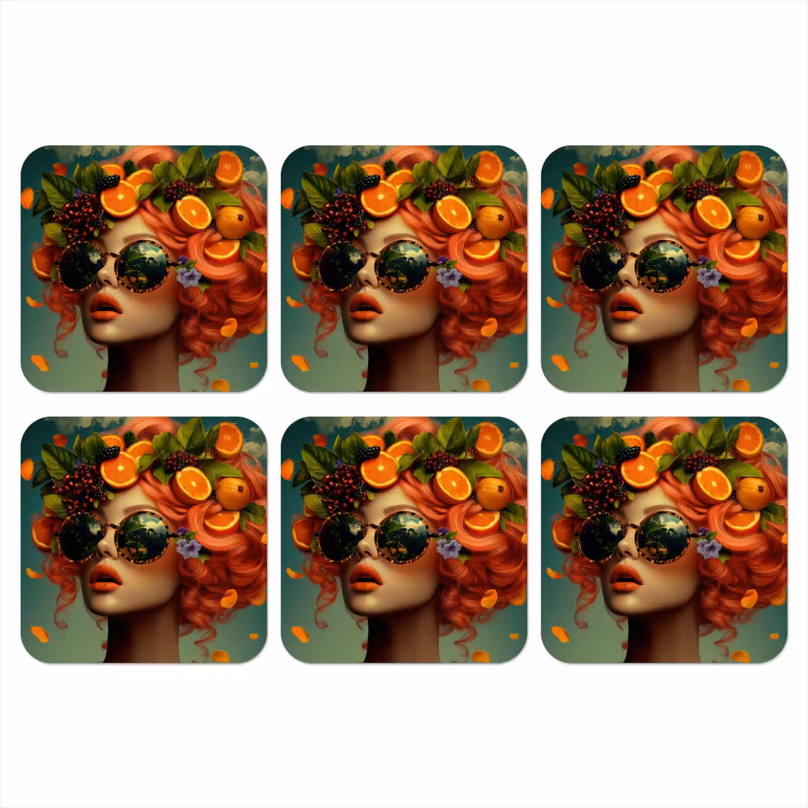 Onderzetter - Vrouw - Sinaasappel - Bessen - Oranje — 1