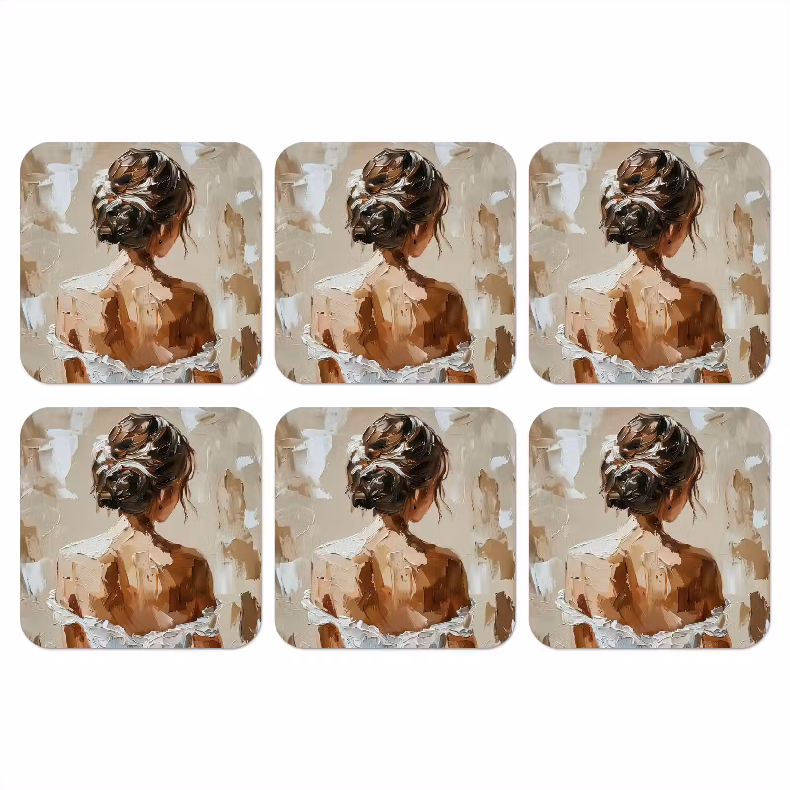 Onderzetter - Vrouw - Verf - Abstract - Beige - Modern — 1