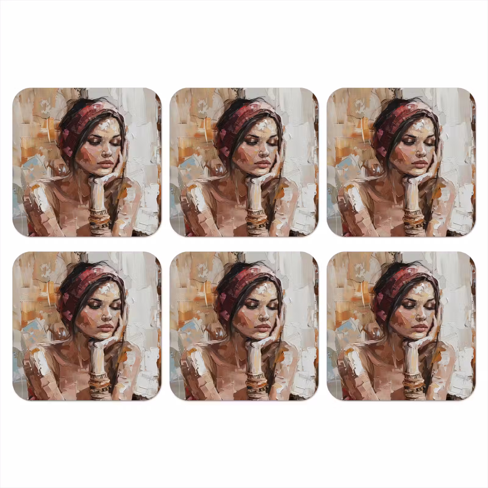 Onderzetter - Vrouw - Verflook - Portret - Modern — 1