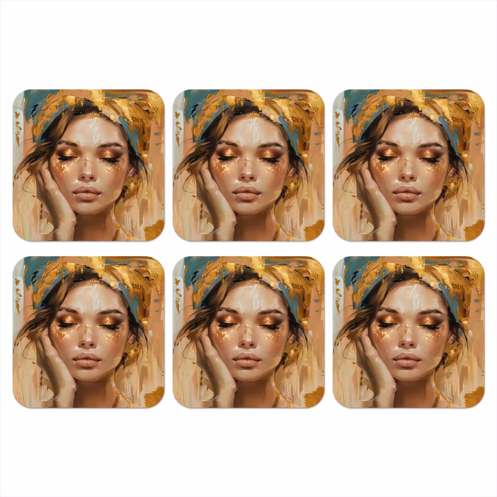 Onderzetter - Vrouwen - Portret - Luxe - Goud — 1