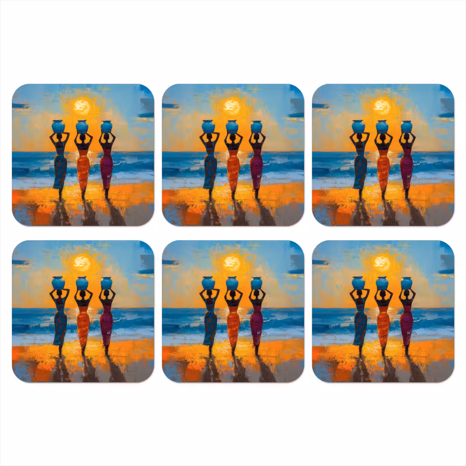 Onderzetter - Vrouwen - Strand - Zondsondergang — 1