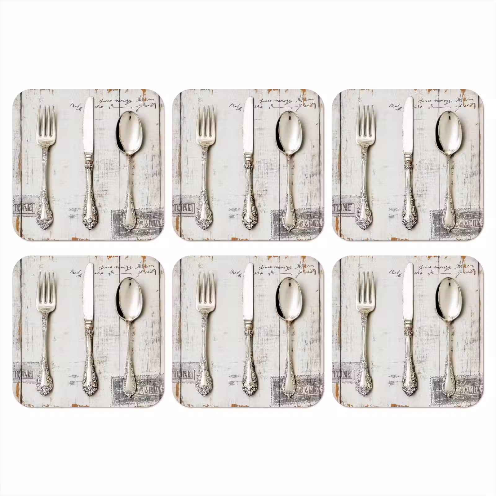 Onderzetter - Zilver - Bestek - Hout — 1