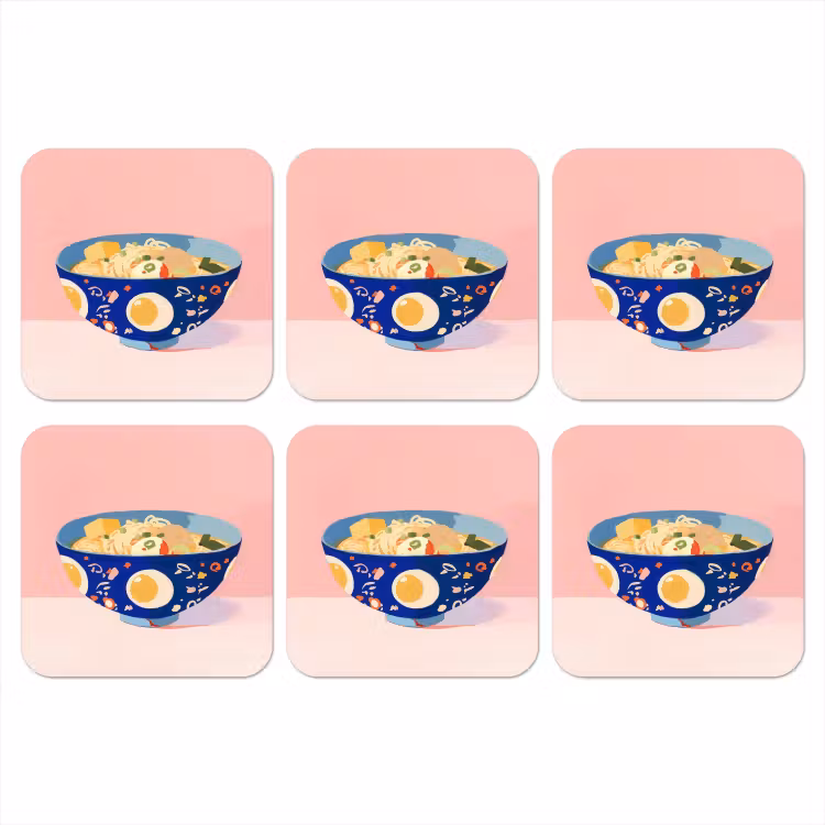 Onderzetter​ - Noodles - Kom - Blauw - Illustratie — 1