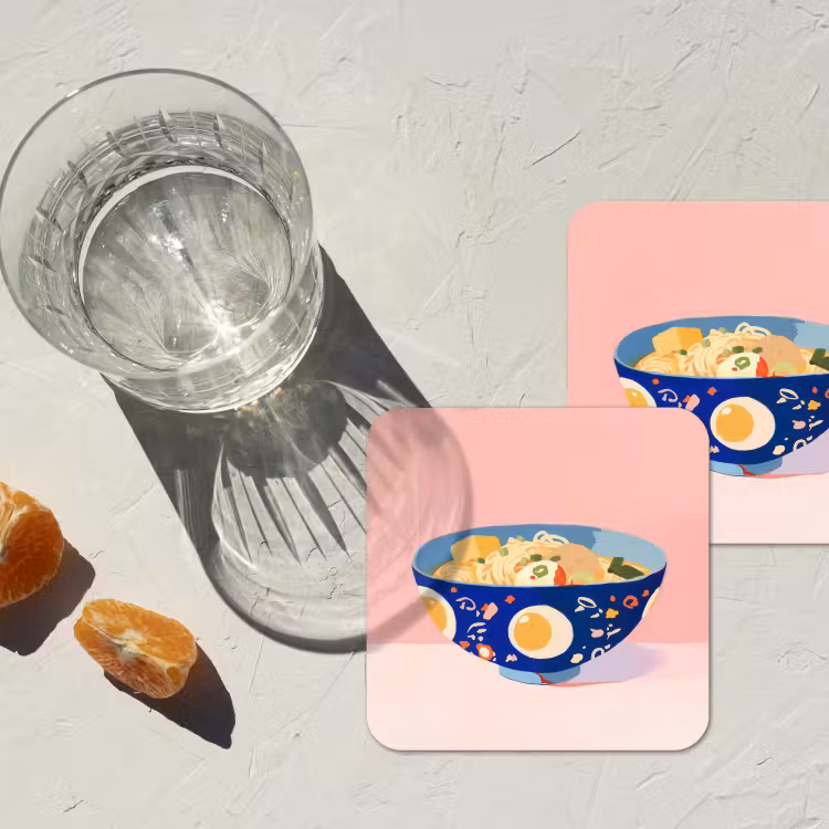 Onderzetter​ - Noodles - Kom - Blauw - Illustratie — 3