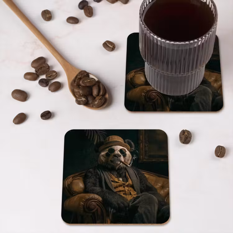 Onderzetter - Panda - Hoed - Bril - Pak — 4