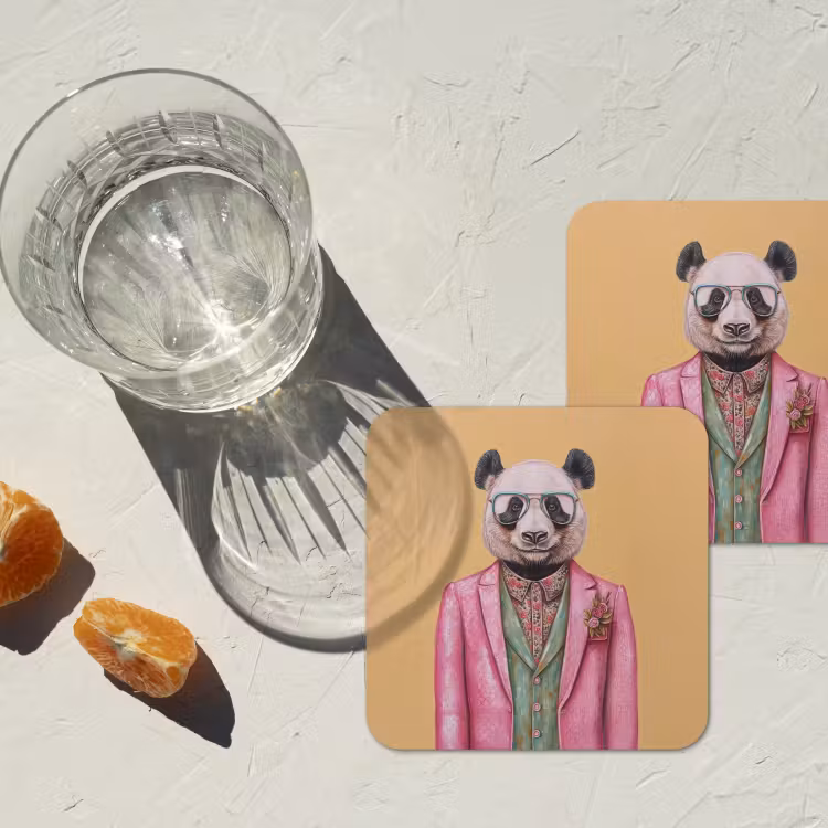 Onderzetter - Panda - Pak - Zonnebril - Blauw — 3