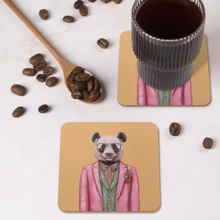 Onderzetter - Panda - Pak - Zonnebril - Blauw — 4