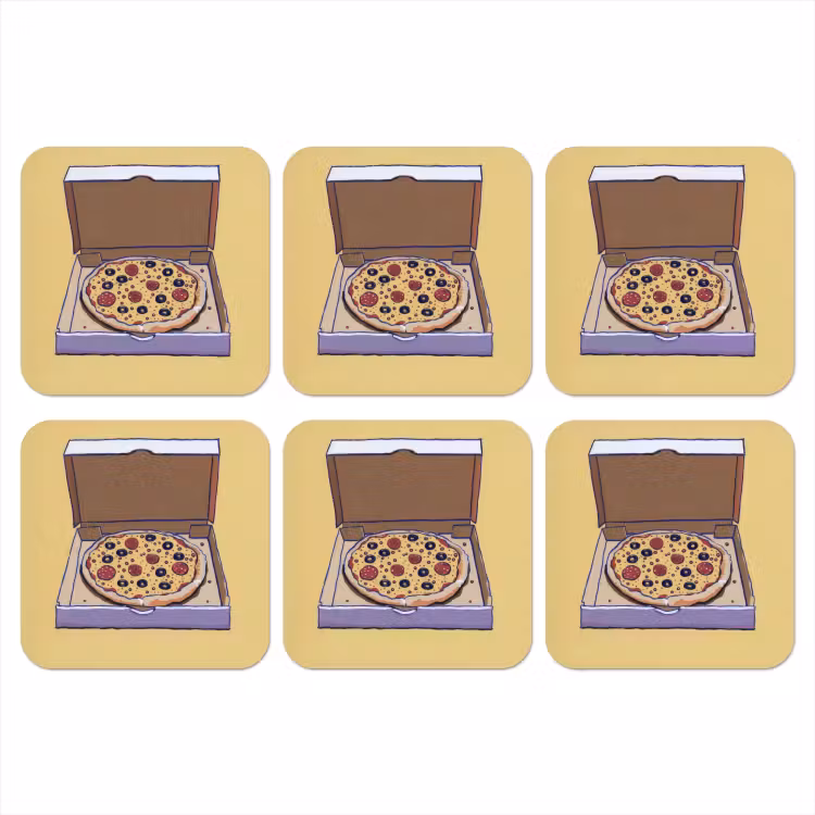 Onderzetter - Pizza - Doos - Salami - Illustratie — 1