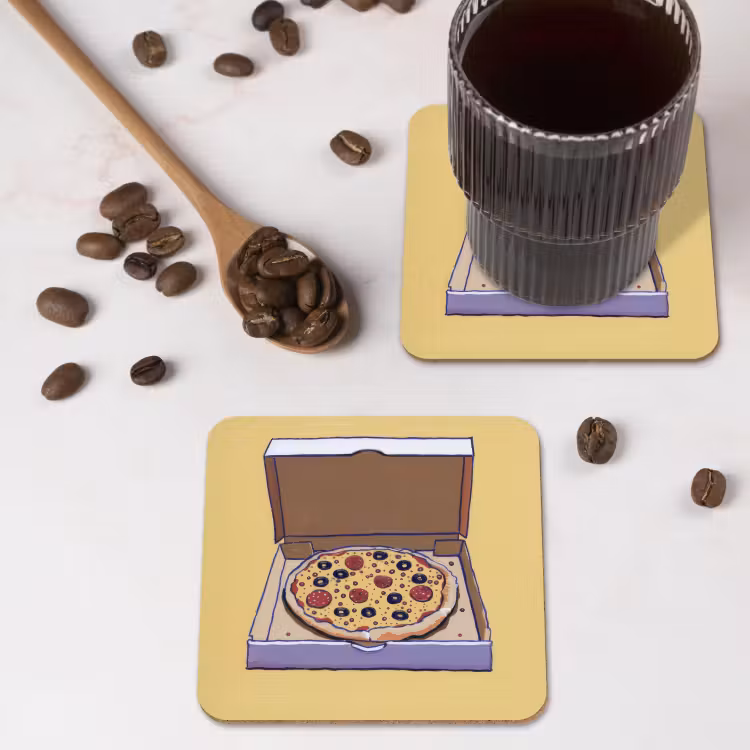 Onderzetter - Pizza - Doos - Salami - Illustratie — 4