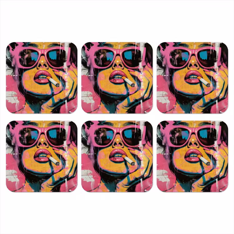 Onderzetter - Portret - Vrouw - Abstract - Zonnebril — 1