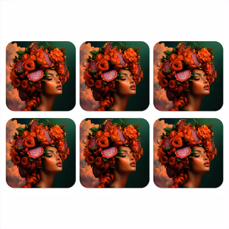 Onderzetter - Vrouw - Drankenfruit - Rozen — 1
