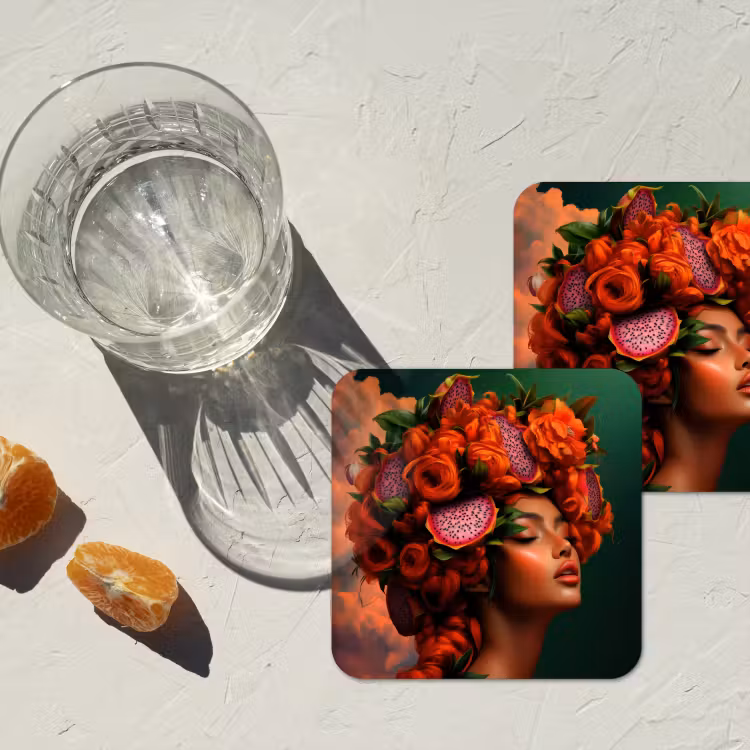Onderzetter - Vrouw - Drankenfruit - Rozen — 3