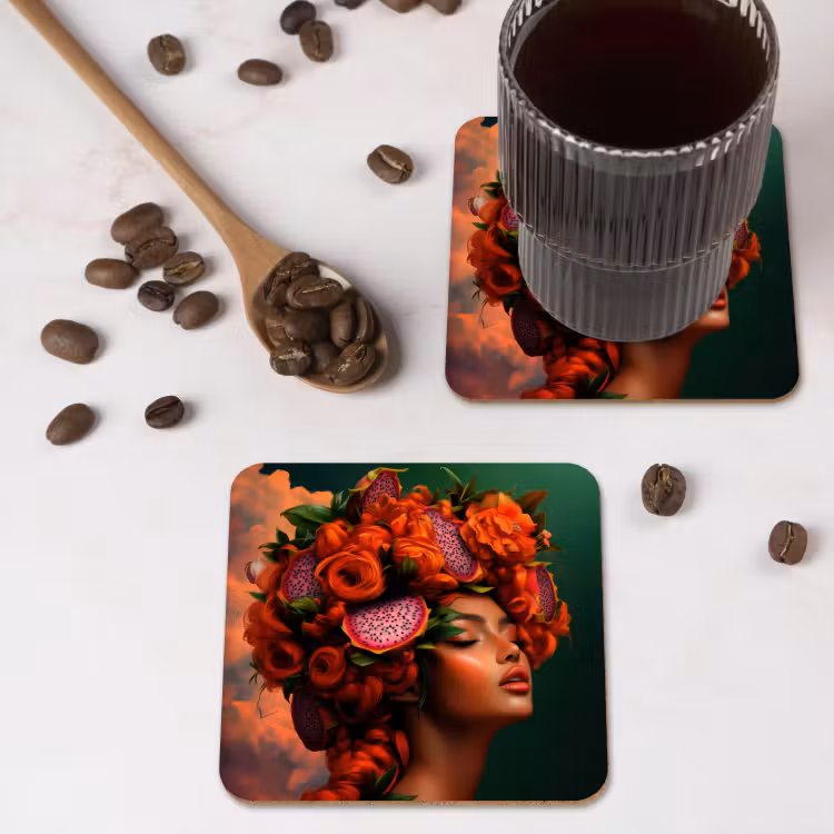 Onderzetter - Vrouw - Drankenfruit - Rozen — 4