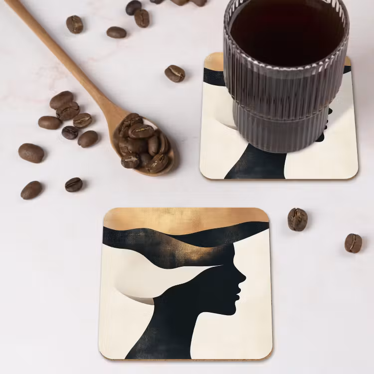Onderzetter - Vrouw - Golven - Zwart — 4