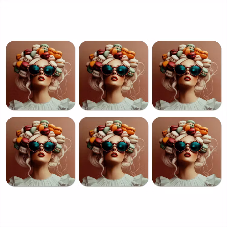 Onderzetter - Vrouw - Macarons - Bril — 1