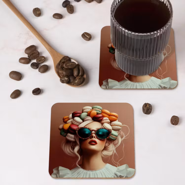 Onderzetter - Vrouw - Macarons - Bril — 4