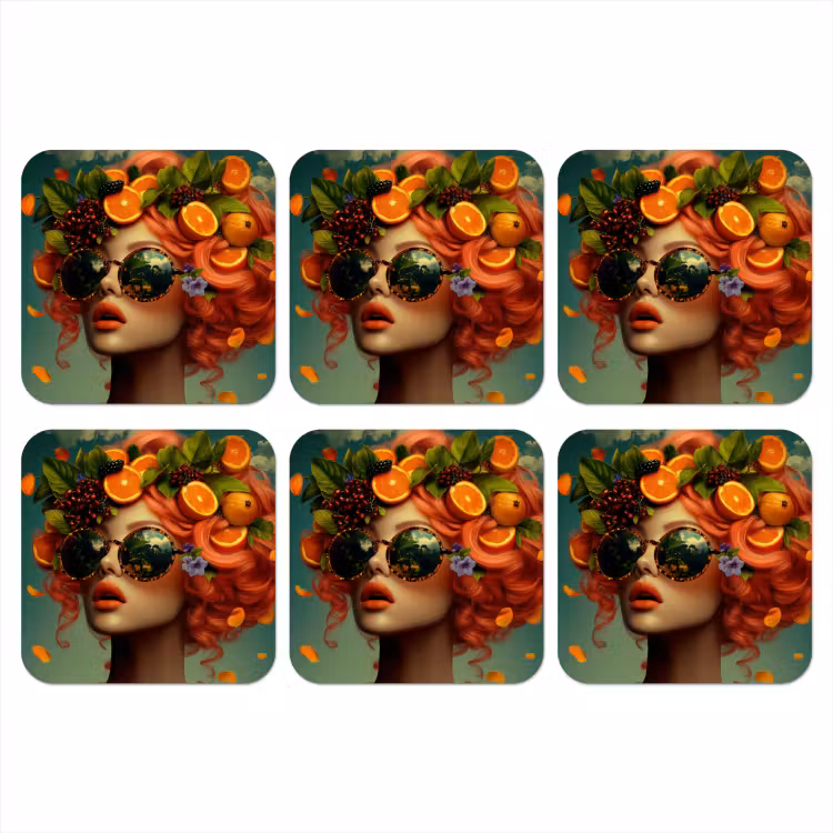 Onderzetter - Vrouw - Sinaasappel - Bessen - Oranje — 1