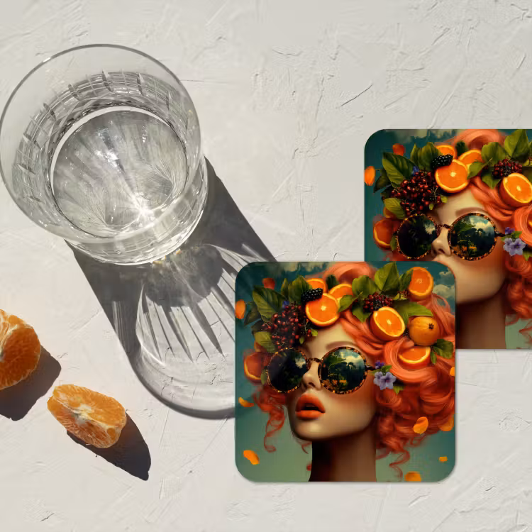 Onderzetter - Vrouw - Sinaasappel - Bessen - Oranje — 3