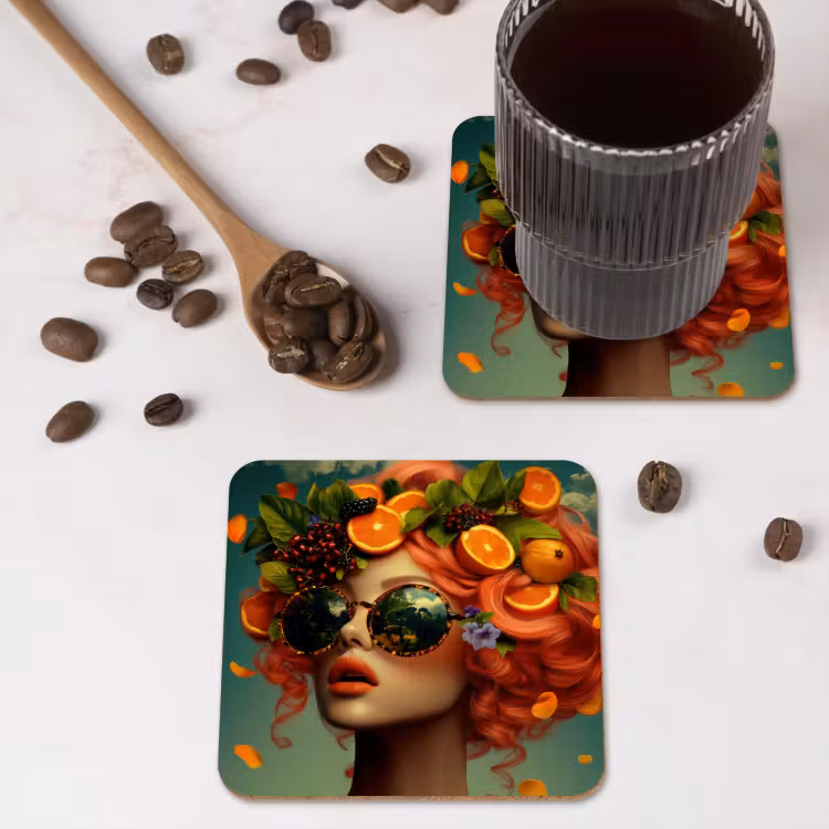 Onderzetter - Vrouw - Sinaasappel - Bessen - Oranje — 4