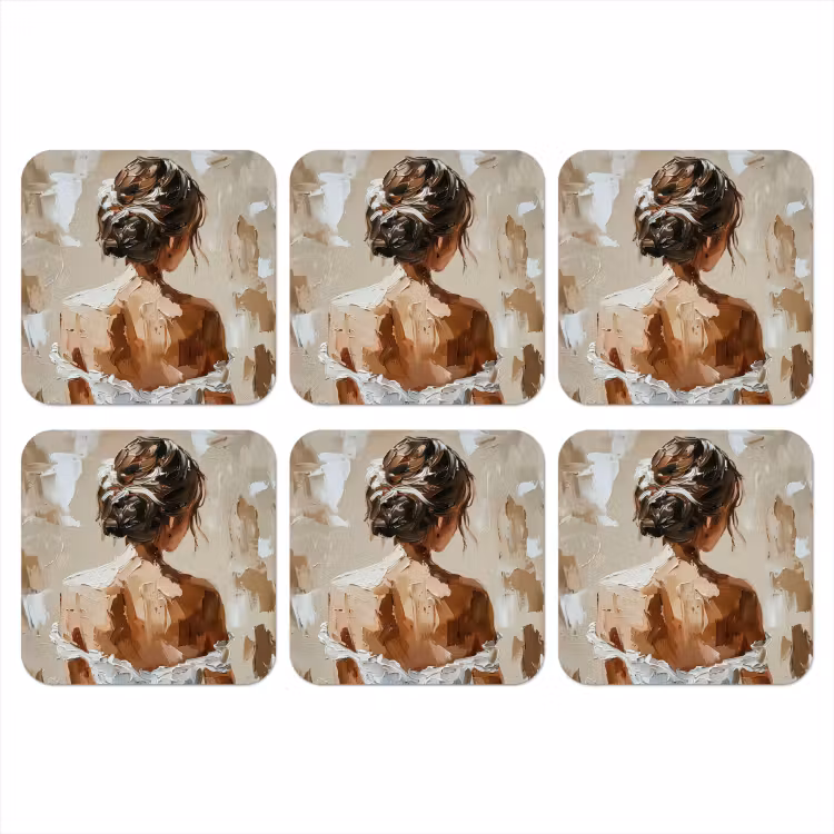 Onderzetter - Vrouw - Verf - Abstract - Beige - Modern — 1