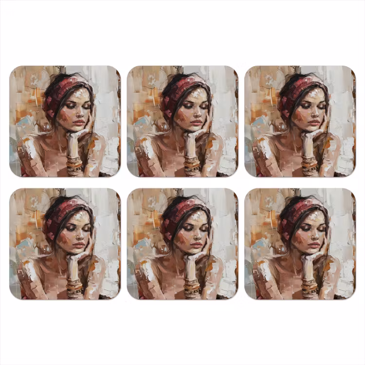Onderzetter - Vrouw - Verflook - Portret - Modern — 1