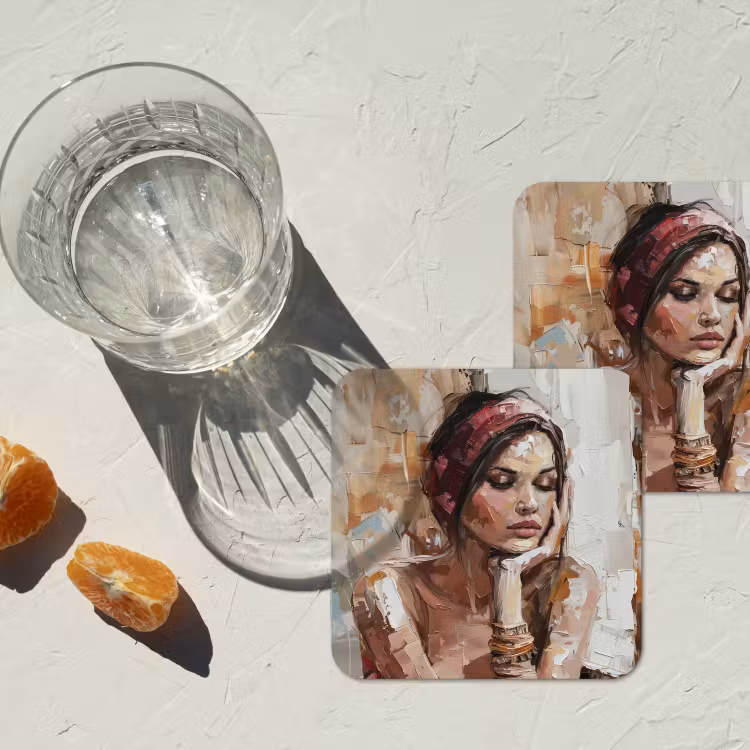 Onderzetter - Vrouw - Verflook - Portret - Modern — 3